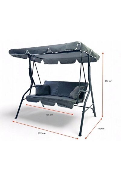 ECARLA Covered garden swing, 3 seats, maximum 260 kg, black cushions, JollyMag, HO01CZ