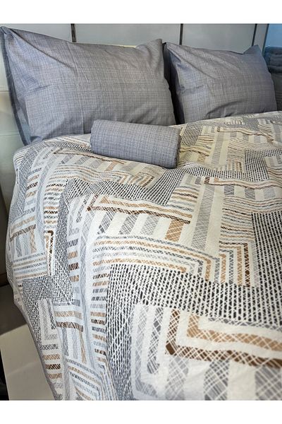 ŞENER HOME Meander Patterned Sheet Elastic Single Pique Set