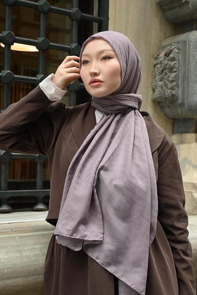 Pull Scarfs Lilac - Zigzag Pattern Bamboo Jacquard