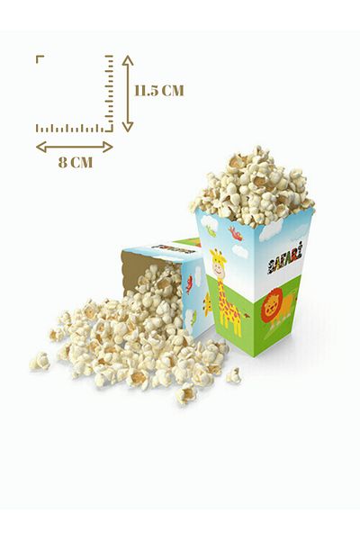 Mielibon 8-Piece Safari Themed Corn Box Popcorn Box Party Presentation Set