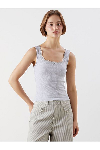 LC Waikiki Xside Women's Tank Top with U-Neck Lace Detail