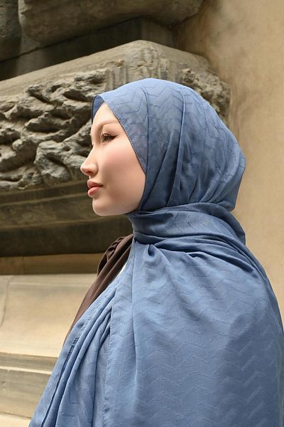 Pull Scarfs Indigo - Zigzag Pattern Bamboo Jacquard