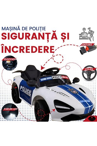 Joynest Masinuta electrica pentru copii Politie, JoyNest®, PCLICE pentru copii intre 2-5 ani