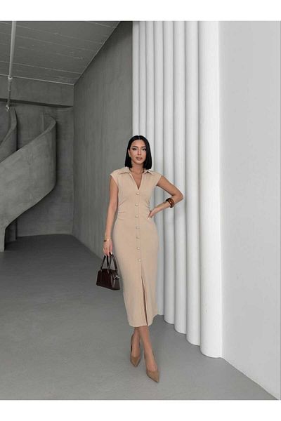 Butik Merrline Γυναικείο φόρεμα με λεπτομέρεια με κορδόνια με κουμπιά