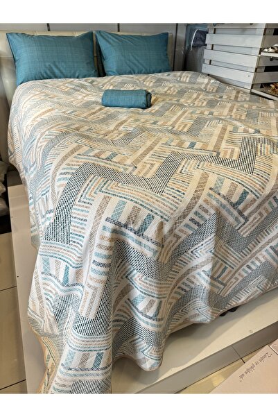 ŞENER HOME Meander Patterned Sheet Elastic Single Pique Set