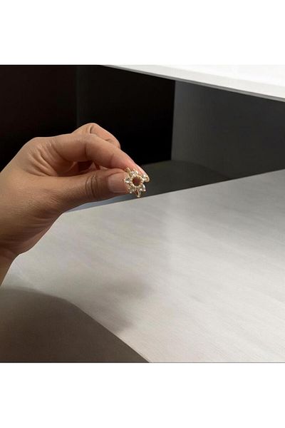 demirosa 1 Pcs Steel Adjustable Stone Stylish Ring