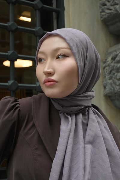 Pull Scarfs Lilac - Zigzag Pattern Bamboo Jacquard