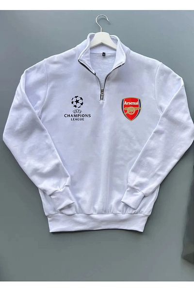 Pisa Art CHAMPIONS LEAGUE ARSENAL STYLE COLLAR SWEATSHIRT UNISEX CUSTOM DESIGN