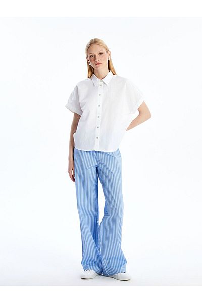LC Waikiki Lcw Vision Women's Elastic Waist Striped Poplin Trousers