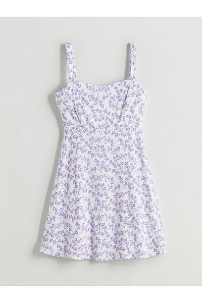 LC Waikiki Lcw Vision U-Neck Floral Strap Waist Mini Dress
