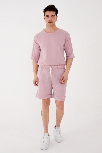 RELAXL 100% bumbac țesătură respirabilă Tricou liliac cu decolteu O