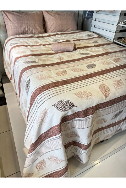 ŞENER HOME Leaf Patterned Sheet Elastic Single Pique Set
