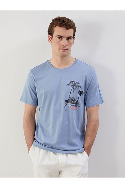 LC Waikiki Tricou pentru bărbați din bumbac pieptănat imprimat cu mânecă scurtă, sezon nou - S5J817Z8