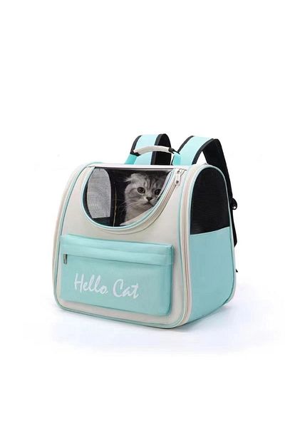 TaoTaoPets Pet Carrier Backpack for Cats, Canvas with Leather Straps, Ventilated Mesh Window.