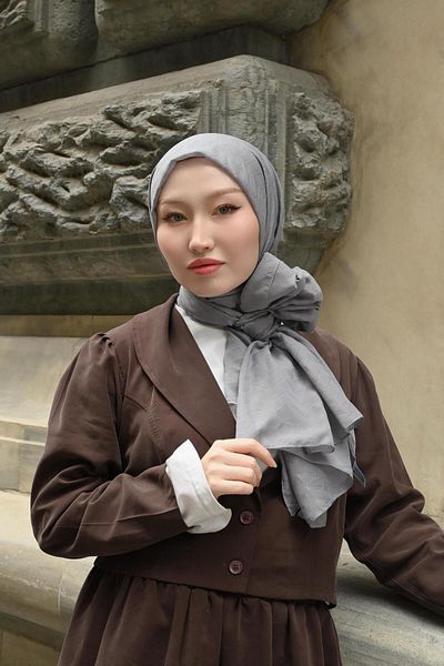Pull Scarfs Silver - Zigzag Pattern Bamboo Jacquard
