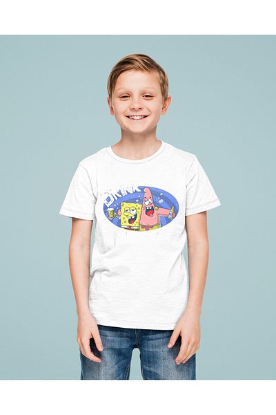 SEVBANO Tricou unisex pentru copii cu desene animate Spongebob și Patrick (vârsta 1-12)