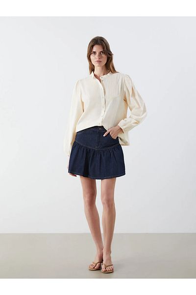 LC Waikiki Lcw Vision Indigo Standard Fit Ruffle Mini Jean Skirt
