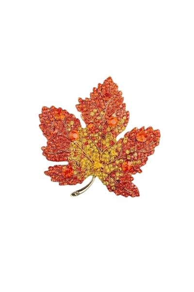 The Casius. Elegant Maple Leaf Brooch, Red Color, The Casius®