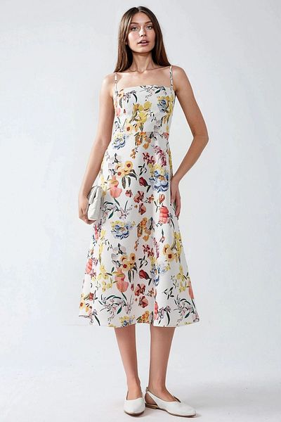 Hiccup Rochie midi cu model floral cu bretele