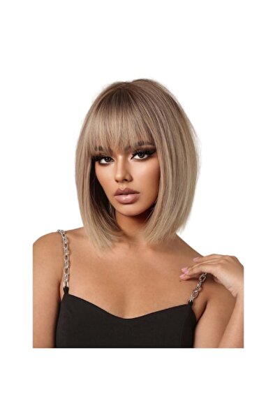 The Casius. Γυναικεία περούκα, κοντό καρέ με φράντζα, μήκος 35 cm, ανοιχτό χρ...