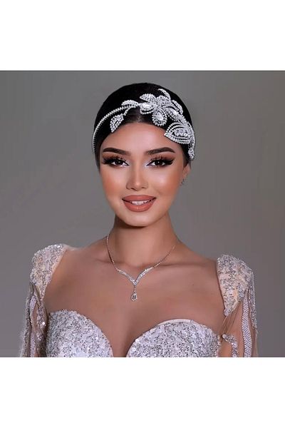 Store Luxury Crystal Stone Bridal Crown – Leaf Motif Princess Model
