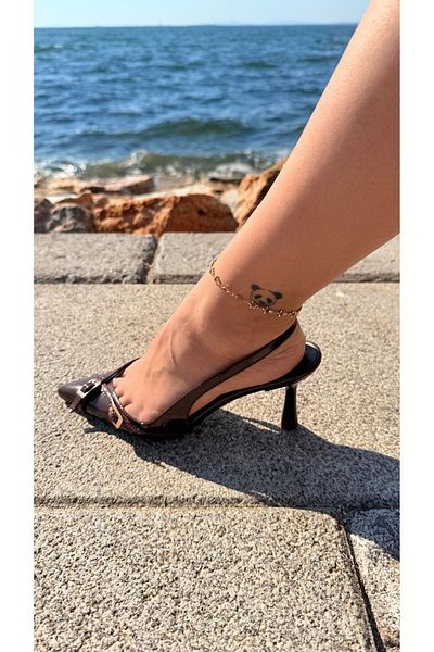 Moonjy Solena Anklet with Steel Gold Star Detail