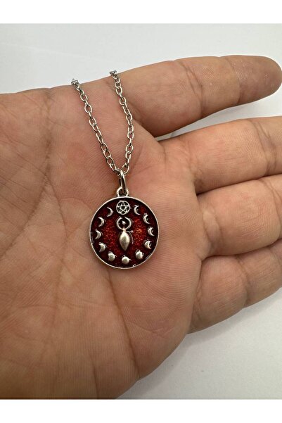 Yuchicly قلادة روحية للنساء والرجال مع تمثال إلهة القمر الثلاثي - علامة أوثقية