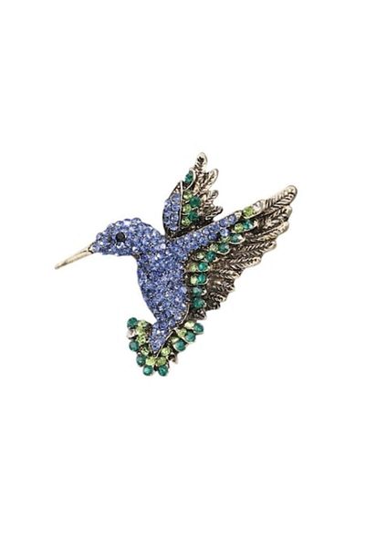 The Casius. Broșă vintage - Design colibri, culoare albastră, Casius®