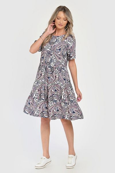 Eranthe Rochie Medie Dama V284, Imprimeu cu Motive Orientale