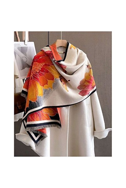 The Casius. Eșarfă pentru femei - Design floral, Culoare bej, Casius
