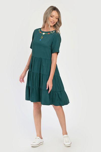 Eranthe Women's Ruffle Dress V291, Green with floral print