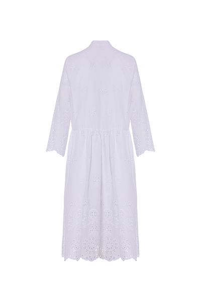 Eight Fashion Rochie brodata cu decolteu in V din guipur alb