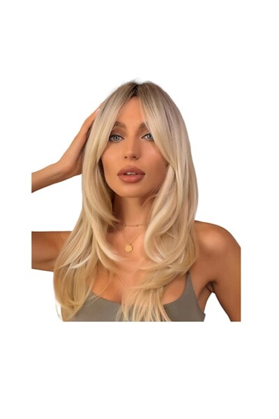 The Casius. Perucă lungă și dreaptă pentru femei, culoare blond deschis, 45 c...