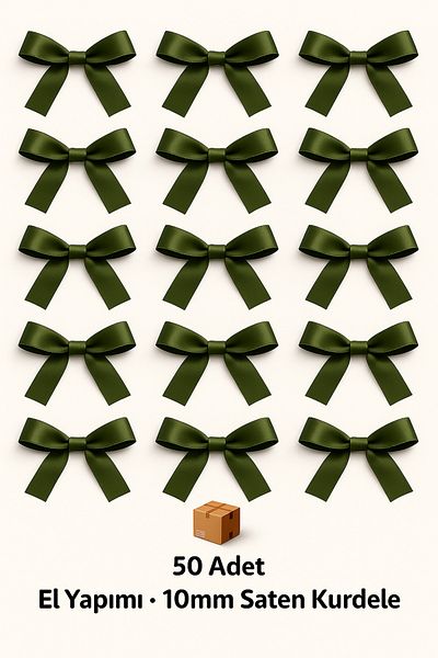 edalle Khaki Wedding Candy, Gift Ornament, Balloon Ornament, Bow Satin Ribbon 10mm 50 Pieces