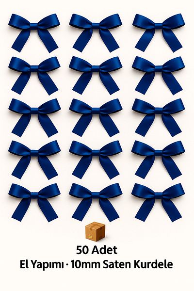 edalle Saks Blue Wedding Candy, Στολίδι δώρου, Στολίδι με μπαλόνι, Σατέν κορδέλα φιόγκου 10mm 50 τμχ