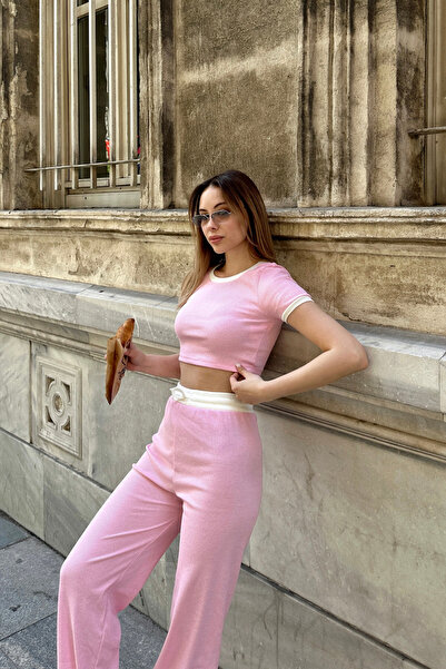 Siner Fashion Női fehér részletes Crop magas derekú alsó felső szett