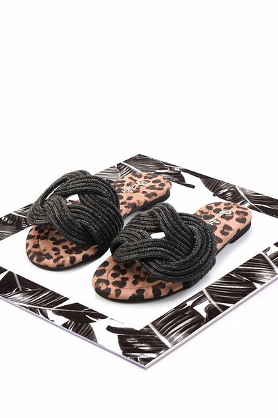 Bambi Black Leopard Women's Slippers K04192175087