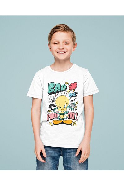SEVBANO Tricou unisex pentru copii cu desene animate Angry Tweety (vârsta 1-12)