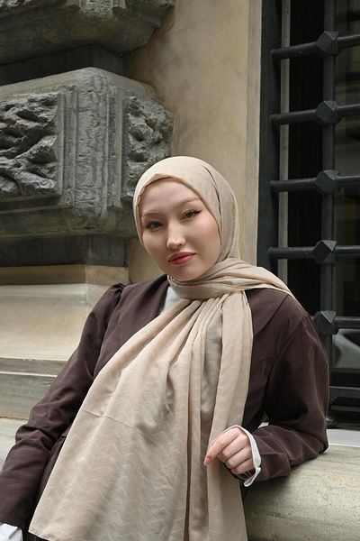 Pull Scarfs Κρέμα - Ζιγκ-ζαγκ Μπαμπού Ζακάρ