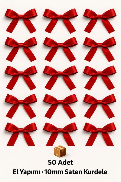 edalle Red Wedding Candy, Gift Ornament, Balloon Ornament, Bow Satin Ribbon 10mm 50 Pieces