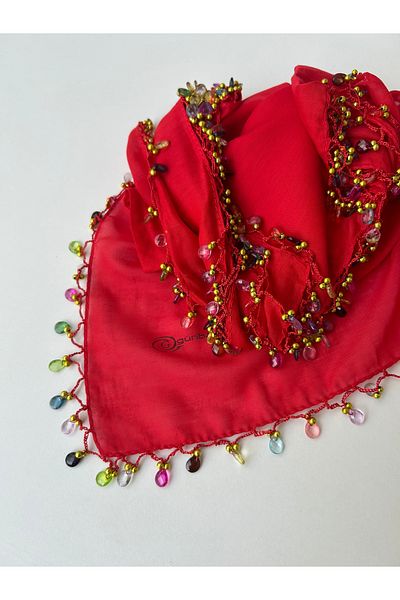 Sümeyye çeyiz Handcrafted Edge Beaded Writing Cheesecloth Dowry Gift