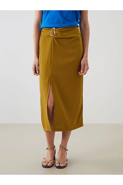 LC Waikiki Lcwaikiki Classic Green Waist Zipper Tight Fit Skirt
