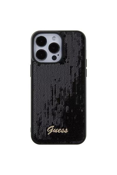 Guess Case Sequin Script Logo Iphone 15 Pro Max Black