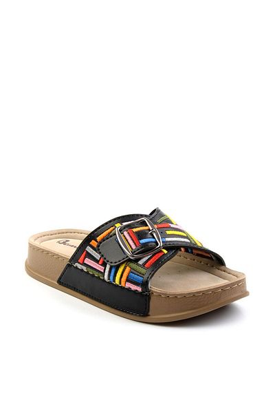 Bambi Black Multicolor Women's Slippers K04099500109