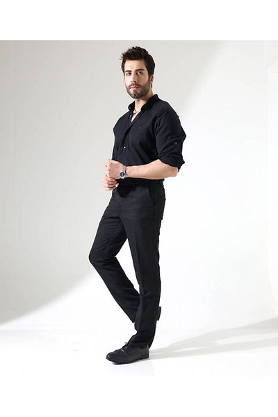 Benim Denim Men's Regular Fit Non-Sensitive Black Color Casual Pants