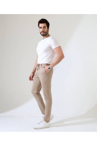 Benim Denim Beige Jogger Men's Trousers – Combining Elegance and Simplicity with Grace