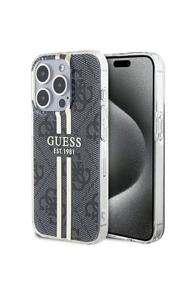 Guess Case 4g Gold Stripe Iphone 15 Pro Black