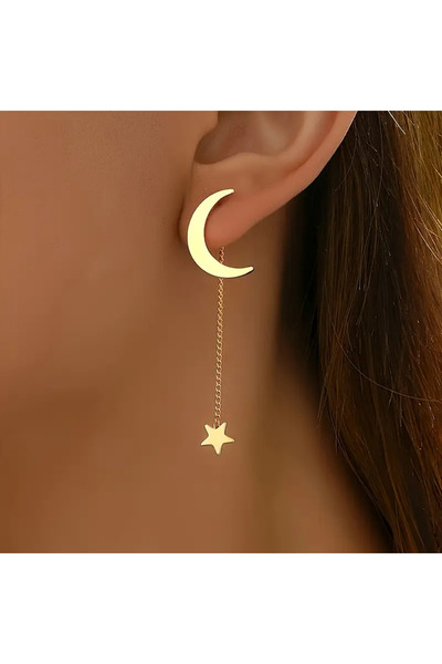 SEVAS GOLD Women's Gold Color Moon Star Earrings