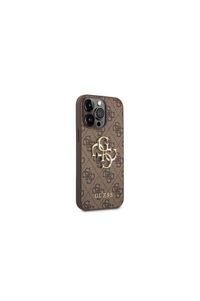 Guess Case Iphone 14 Pro Max Leather 4g Metal Logo Brown