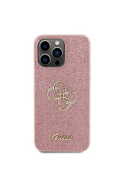Guess Husa Fixed Glitter 4G Μεταλλικό Λογότυπο iPhone 15 Pro Max Ροζ